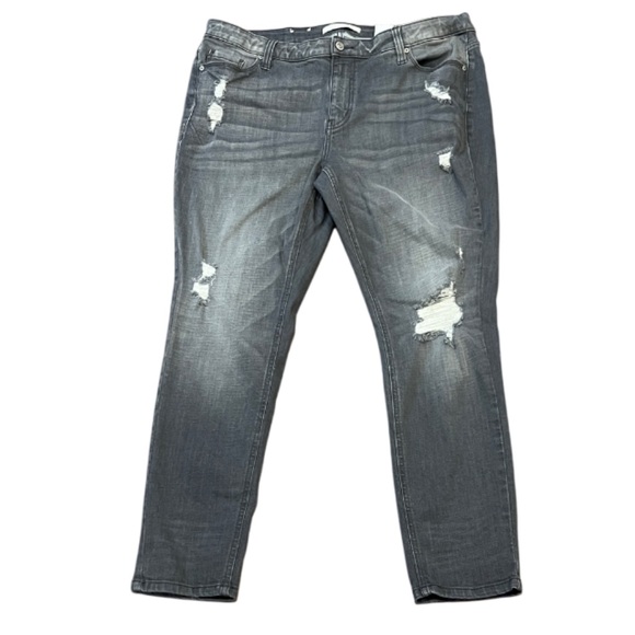 eunina Denim - Eunina Mica Mid Rise Skinny Ankle Jeans in Gray, Distressed, Size 1XL